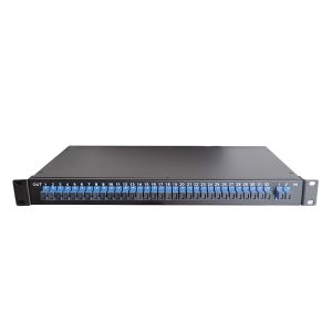 rack mounted 1x32 abs box type splitter loaded with 32 sc upc singlemode simplex adapters