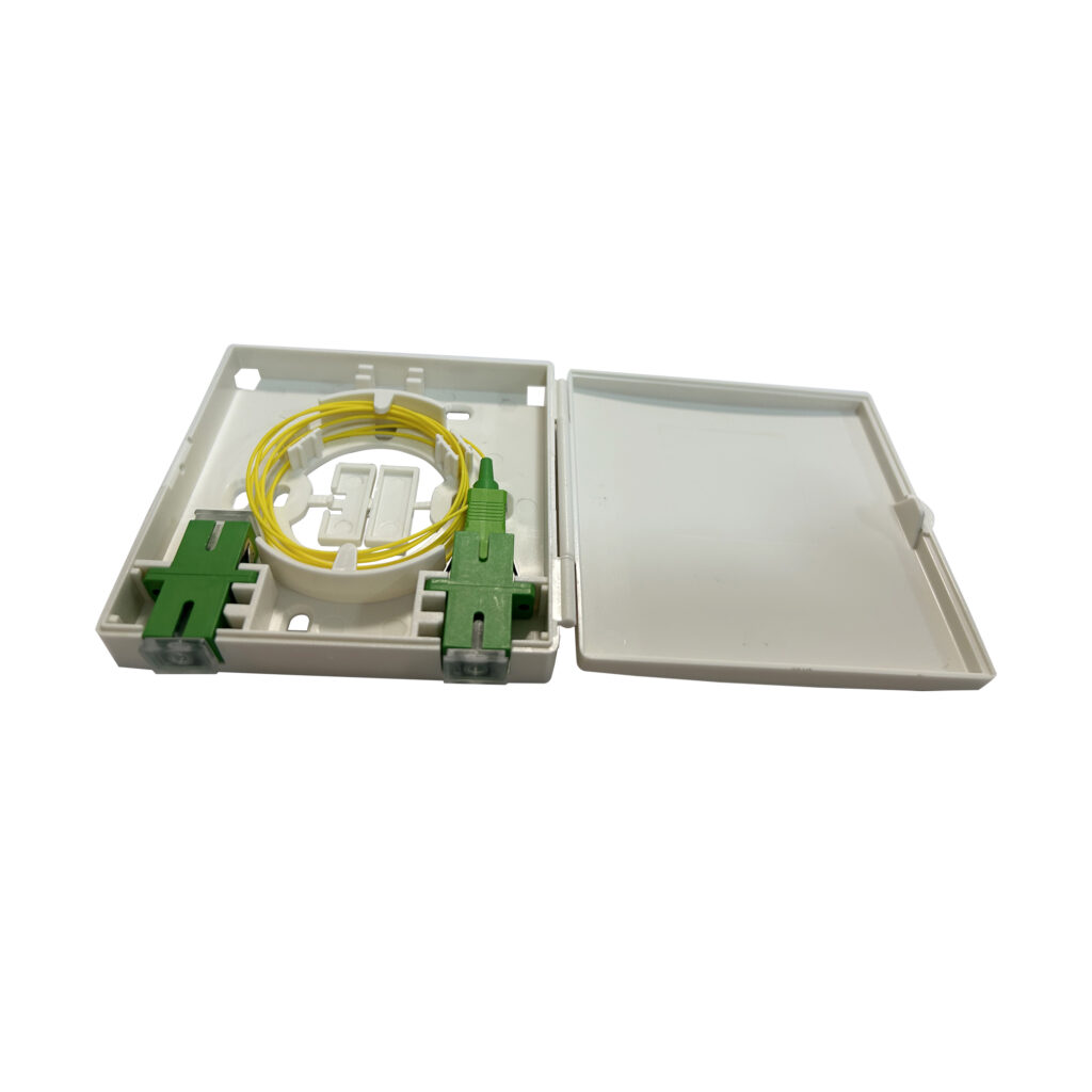 indoor fiber optic wall outlet with 2 sc ports for 2 cores termination