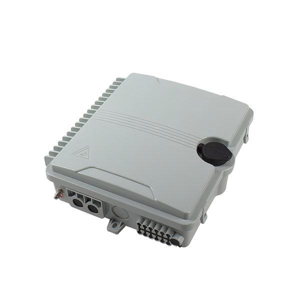 wall mounted 12 port fiber distribution box with 2 cable access point for 1x 8 optical signal splitting and 20 cores splice