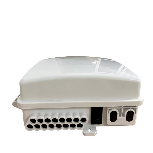 16 port outdoor fiber optic splitter distribution box with 2 cable acess ports for 24 splices