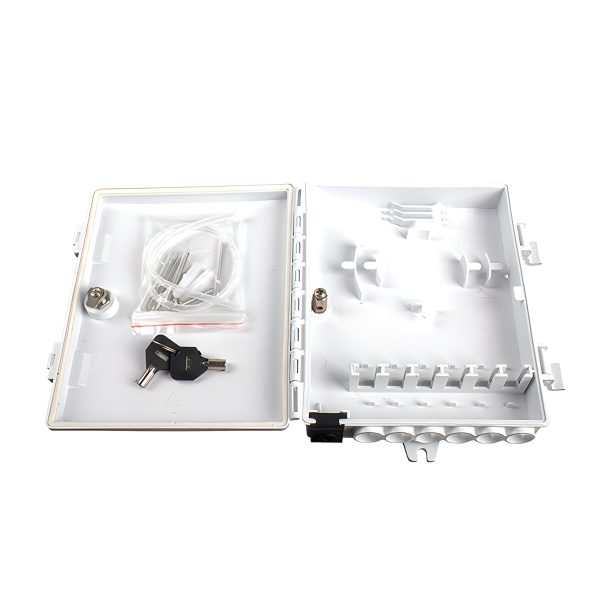 plastic ftth wall mount 6 cores fiber termination box with 1 cable access point