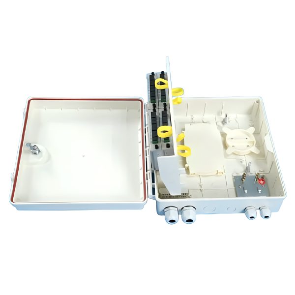 outdoor 2 in 2 out 24 core optical fiber distribution box for max 1:32 cassette splitter