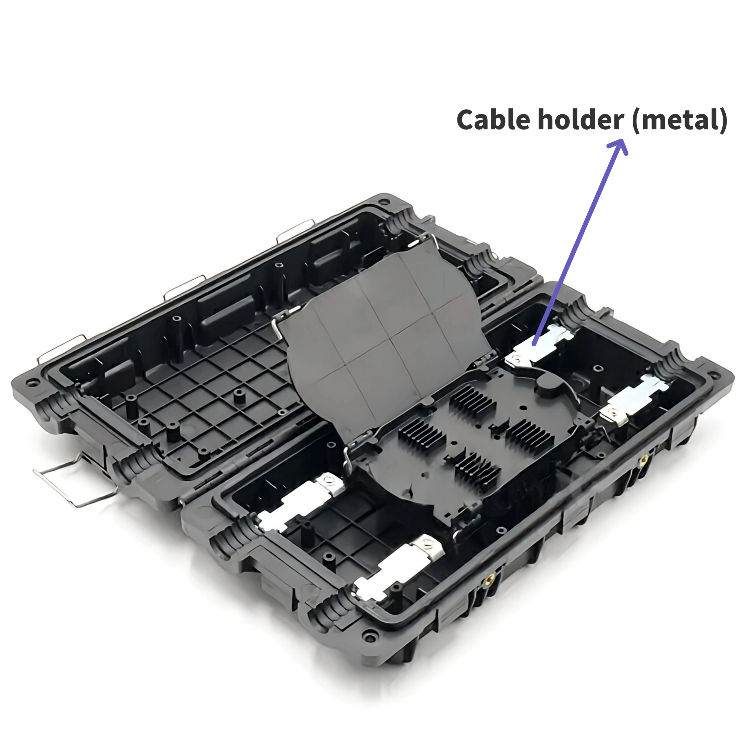 144 core fiber inline splice enclosure with metal cable holder type