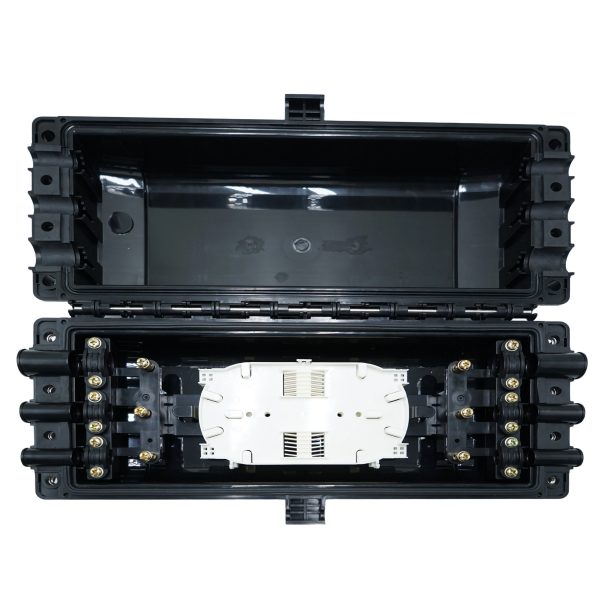 3 in 3 out horizontal fiber optic splice closure with 10 splice tray for 240 cores splicing with plastic cable holder