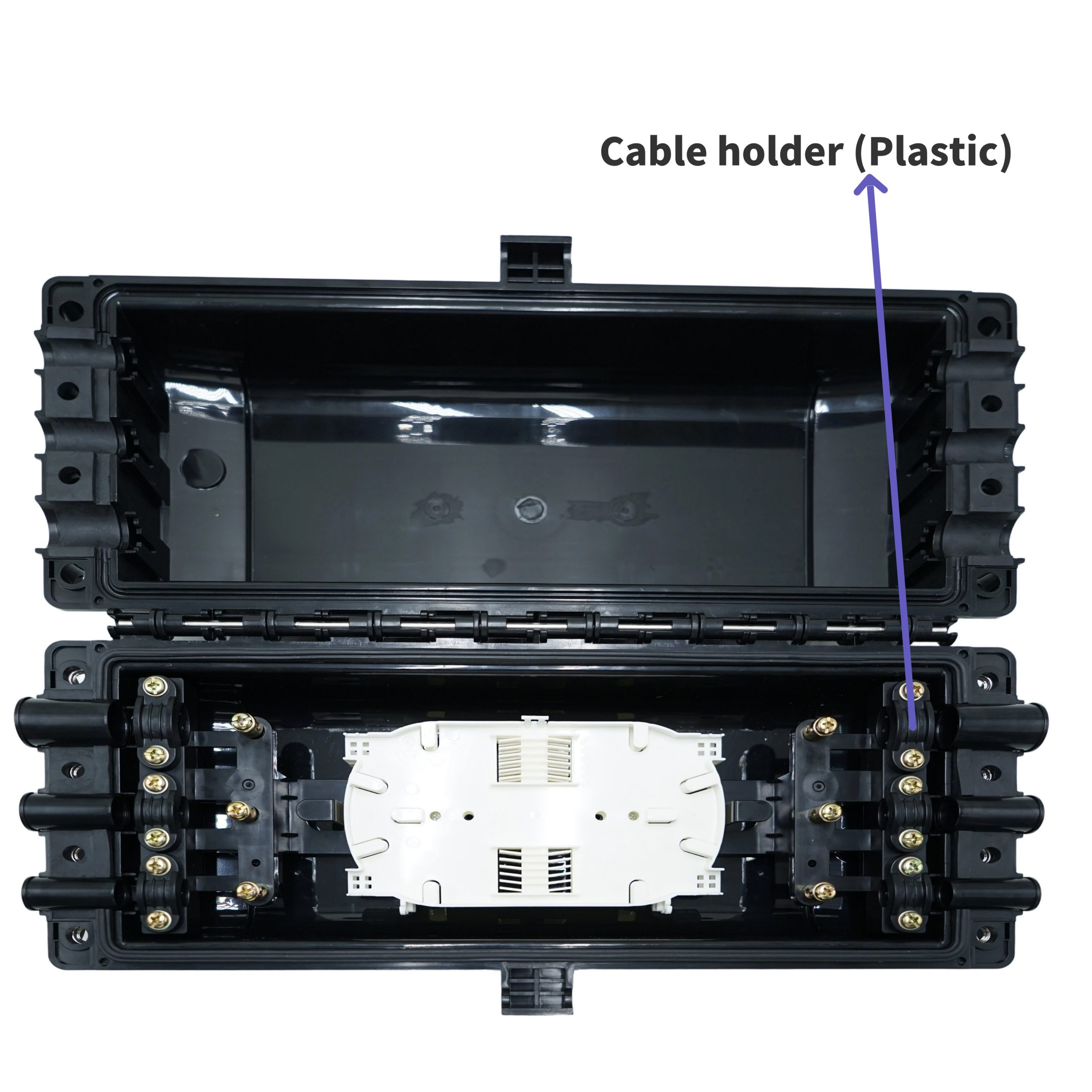 240 cores inline fiber optic splice closure with plastic cable holder type